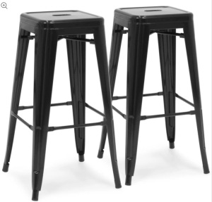 30in Set of 2 Industrial Metal Bar Stools-stools are red