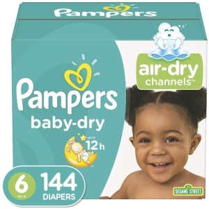 Pampers Baby Dry Diapers, Size 6, 144 Count - NEW 