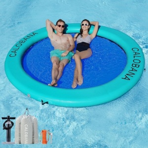 Round Floating Ring Inflatable Water Hammock Heavy Duty River Floats Lake Raft for Adults Tanning Pool Lounger Float Island Platform Pad Mat for Party