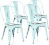 Stackable Industrial Distressed Metal Bistro Dining&nbsp;Chairs, Set of 4 - Appears New