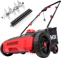 MZK 13-inch 12-Amp 2-in-1 Electric Dethatcher and Scarifier w/Removeable 8-Gallon Collection Bag, 4-Position Height Adjustment, Keep Lawn Health