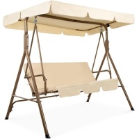 2-Person Outdoor Canopy Swing Glider Furniture w/ Cushions, Steel Frame - Appears New&nbsp;