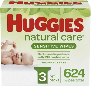 Huggies Natural Care Sensitive Wipes, 3 Refill Packs, 624 Wipes Total - NEW