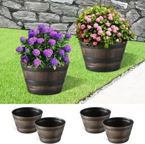 Whiskey Barrel Garden Planters, 4 Pack 