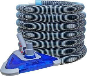 POOLWHALE Professional Pool Vacuum Hoses with Swivel Cuff and Triangular Weighted Flex Vacuum Head