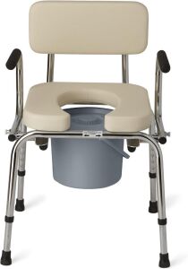 Medline Drop Arm Commode with Padded Seat and Backrest