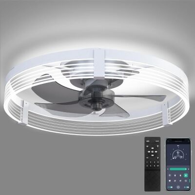 19.7" Low Profile Ceiling Fan with Lights and Remote