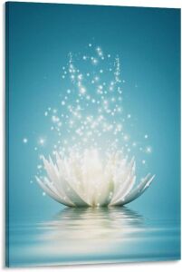 White Lotus Flower Bloom Canvas Art, 24" x 36" 