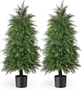 4ft Artificial Cedar Topiary Trees, 2 Pack 