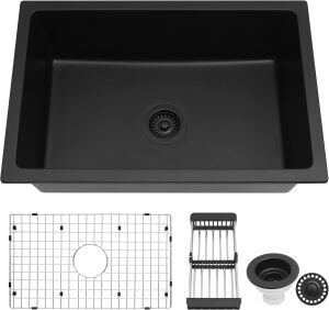 MILOSEN Granite Composite Black Kitchen Sink