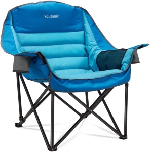 Oversized Camping Chair, Portable Folding Camping Chairs with Side Pocket, Cup Holder and Carry Bag, Heavy Duty Outdoor Camping Chairs for Adults, Fishing, Sports, Trip, up to 400lbs, Style 1