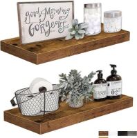 &nbsp;QEEIG Floating Shelves 24 x 9 inch, Set of 2, Rustic Brown&nbsp;