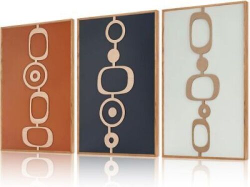 Framed Wooden Wall Art, 3 Piece, 16" x 24"