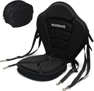 WOOWAVE Kayak Seat Padded Deluxe Paddleboard Seat Adjustable Boat Seat Cushioned Fishing Seat High Back Comfortable Backrest Support with Detachable Back Storage Bag for Universal Sit