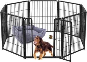 FXW Homeplus Indoor Dog Playpen - Stress-Free and Safe Play, 32 Inch 8 Panels for Small and Medium Dogs, Black│Patented