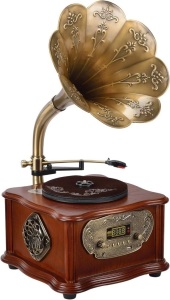 Wooden Gramophone Phonograph Turntable Vinyl Record Player Stereo Speakers System Control 33/45 RPM FM AUX USB Ouput Bluetooth 4.2