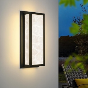 Outdoor Wall Sconce LED 22W 16.9in Modern Porch Wall Light Black Exterior Lights Fixture Alloy Steel Sconces Wall Lighting Suitable for Patio,Garage