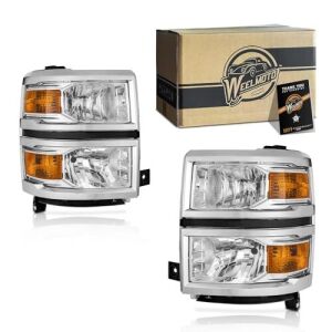 FOR 2014-2015 CHEVROLET SILVERADO 1500 HEADLIGHTS(CHROME)