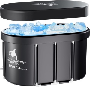 Ice Bath Tub for Athletes with Cover XL 129 Gal Capacity Portable Cold Plunge Tub for Cold Water Dip and Recovery, Ice Baths at Home Outdoor Gyms - Cold Water Training