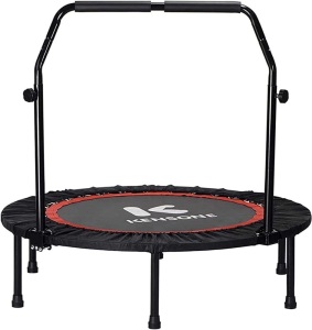 KENSONE 40"/48" Foldable Mini Trampoline, Indoor Trampoline for Kids, Adults Indoor/Garden Workout, Fitness Rebounder with Adjustable Foam Handle, Max Load 330/450 lbs