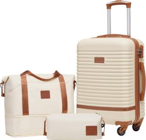 Coolife 3 Piece Carry On Luggage Set