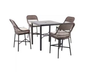 Beacon Park Brown Wicker Outdoor Patio High Dining Chairs, Bare Cushions, 4 Pack - No Table