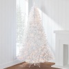 Pre-Lit Hinged Artificial White Pine Christmas Tree w/ Lights, Metal Stand 7.5ft