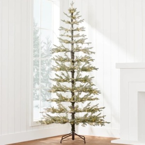 Pre-Lit Sparse Flocked Christmas Tree w/ 2-in-1 LEDs, Cordless Connection 6ft