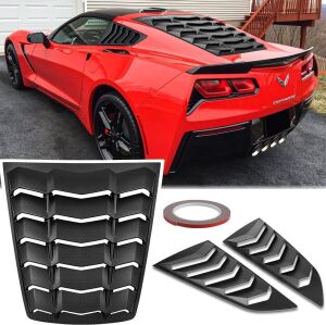  Rear & Side Window Sunshade Covers for Corvette C7 Stingray Grand Sport Z51 Z06 ZR1 2014-2019 in GT Lambo Style ABS Matte Black 