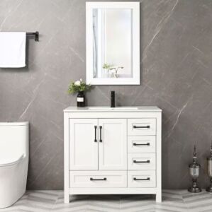 Eclife Single Sink Bath Vanity with Mirror - No Top or Faucet 