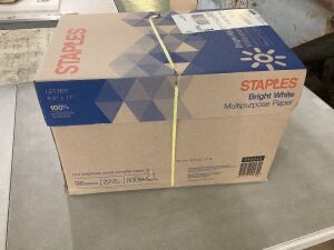 Staples Multipurpose Paper, 8.5" x 11", 22 lbs., Bright White, 5000 Sheets