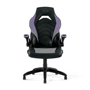 Staples Emerge Vortex Bonded Leather Gaming Chair, Black and Purple