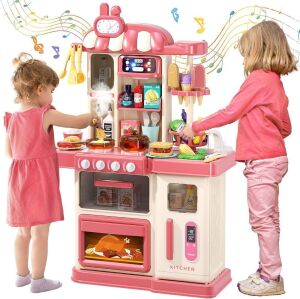 Kitchen Playset with Sound & Light, Cooking Stove with Steam