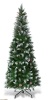 Costway 6ft Snow Flocked Unlit Pencil Christmas Tree Hinged Pine Cones