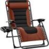 Oversized Padded Zero Gravity Chair, Folding Recliner w/ Headrest, Side Tray&nbsp;