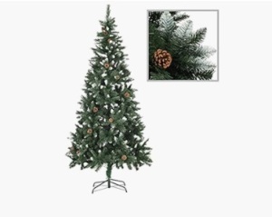 Artificial Christmas Tree with Pine Cones and White Glitter 7 ft