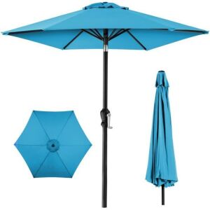 Outdoor Steel Market Patio Umbrella Decoration w/ Tilt, Crank Lift - 10ft 