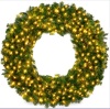 Pre-Lit Artificial Fir Christmas Wreath w/ LED Lights, Plug-In, PVC Tips 48"