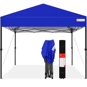 One-Person Setup Instant Pop Up Canopy w/ Case, 4 Weight Bags - 10x10ft 