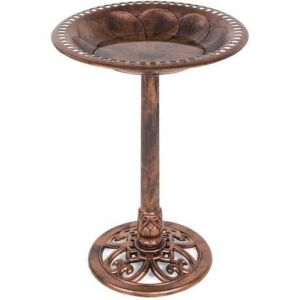 Vintage Outdoor Garden Bird Bath w/ Fleur-de-Lis Accents