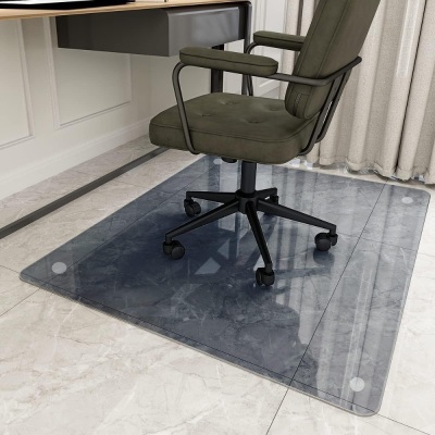 36" x 46" Chair Mat for Carpet - Office Chair Mat - Tempered Glass Floor Mat for Home/Office/Carpet Clear Computer Floor Mat - with 4 Anti-Slip Pads