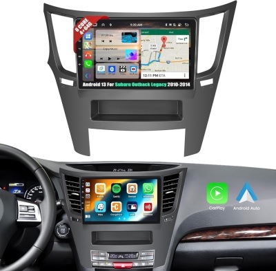 [8 Core 4G+64G]Android 13 Car Stereo for Subaru Outback Legacy 2010-2014 with Wireless Apple Carplay Android Auto,9'' Touchscreen Car Radio with WiFi,GPS Navigation,Bluetooth,FM/RDS SWC+Backup Camera