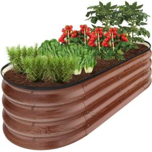 Outdoor Raised Metal Oval Garden Bed, Planter Box - 4x2x1ft