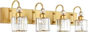 4-Light Gold Crystal Bathroom Vanity Light