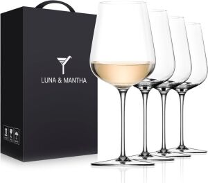 LUNA & MANTHA Crystal Wine Glasses 14oz, Set of 4