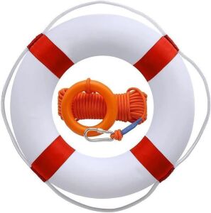 Lifebuoy Set 20Inch Life Preserver Ring and Water Floating Lifesaving Rope 