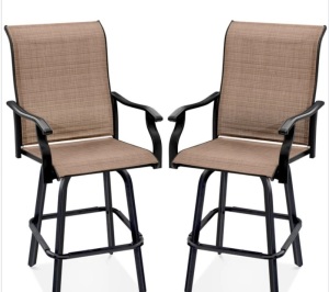 Set of 2 Swivel Barstools w/ 360 Rotation, All-Weather Mesh