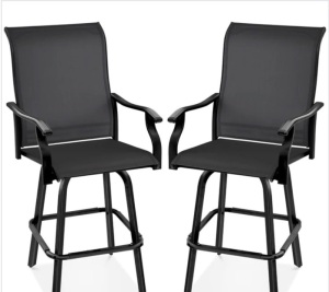 Set of 2 Swivel Barstools w/ 360 Rotation, All-Weather Mesh