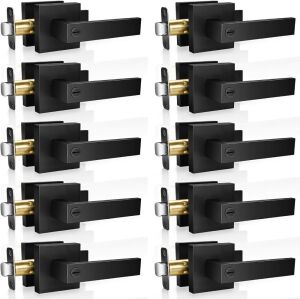 Onateel 10 Pack Modern Black Privacy Door Levers 