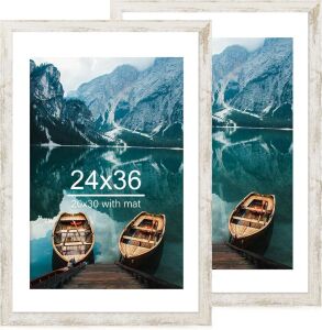 Distressed White Wood Poster Frame, 24" x 36", Set of 2